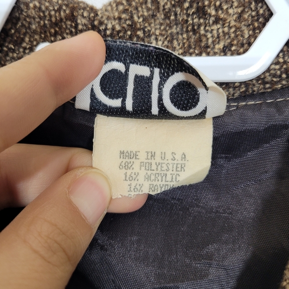 Vintage 90s tapestry coat CLIO brown textured fabric lightweight jacket - Picture 9 of 9